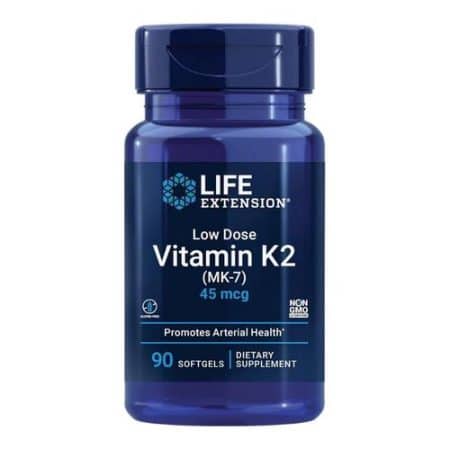 Life Extension Low Dose Vitamin K2 Menaquinone - 7 (Mk-7) 45 mcg 90 Softgels