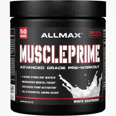ALLMAX MUSCLEPRIME, Advanced Grade Pre-Workout (White Raspberry-50 Servings)