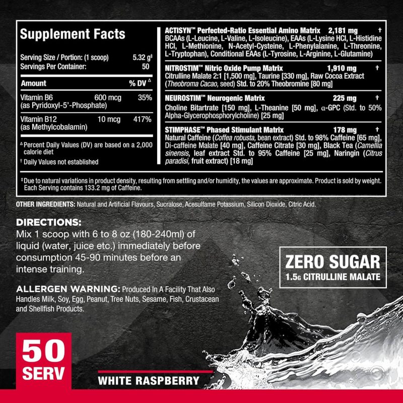 ALLMAX MUSCLEPRIME, Advanced Grade Pre-Workout (White Raspberry-50 Servings) - Image 2