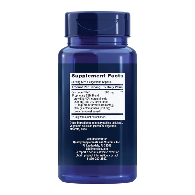 Life Extension Curcumin Elite Turmeric Extract, 30 Veg Caps - Image 2
