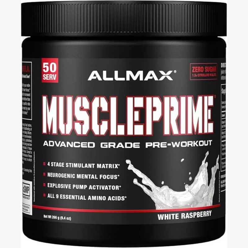 ALLMAX MUSCLEPRIME, Advanced Grade Pre-Workout (White Raspberry-50 Servings)