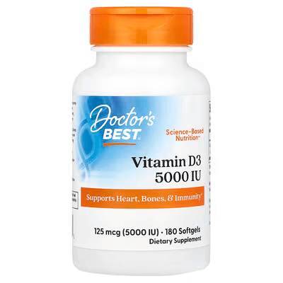 Doctor's Best Vitamin D3, 125 mcg (5,000 IU), 180 Softgels