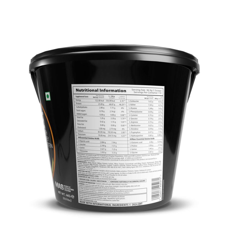 QNT PRIME WHEY TRIPLE BLEND ISOLATE PROTEIN | KESAR KAJU PISTA, 4 KG - Image 2